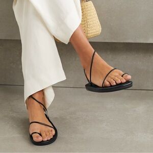 Ancient Greek Sandals Black Minimal Strappy Flat Sandals